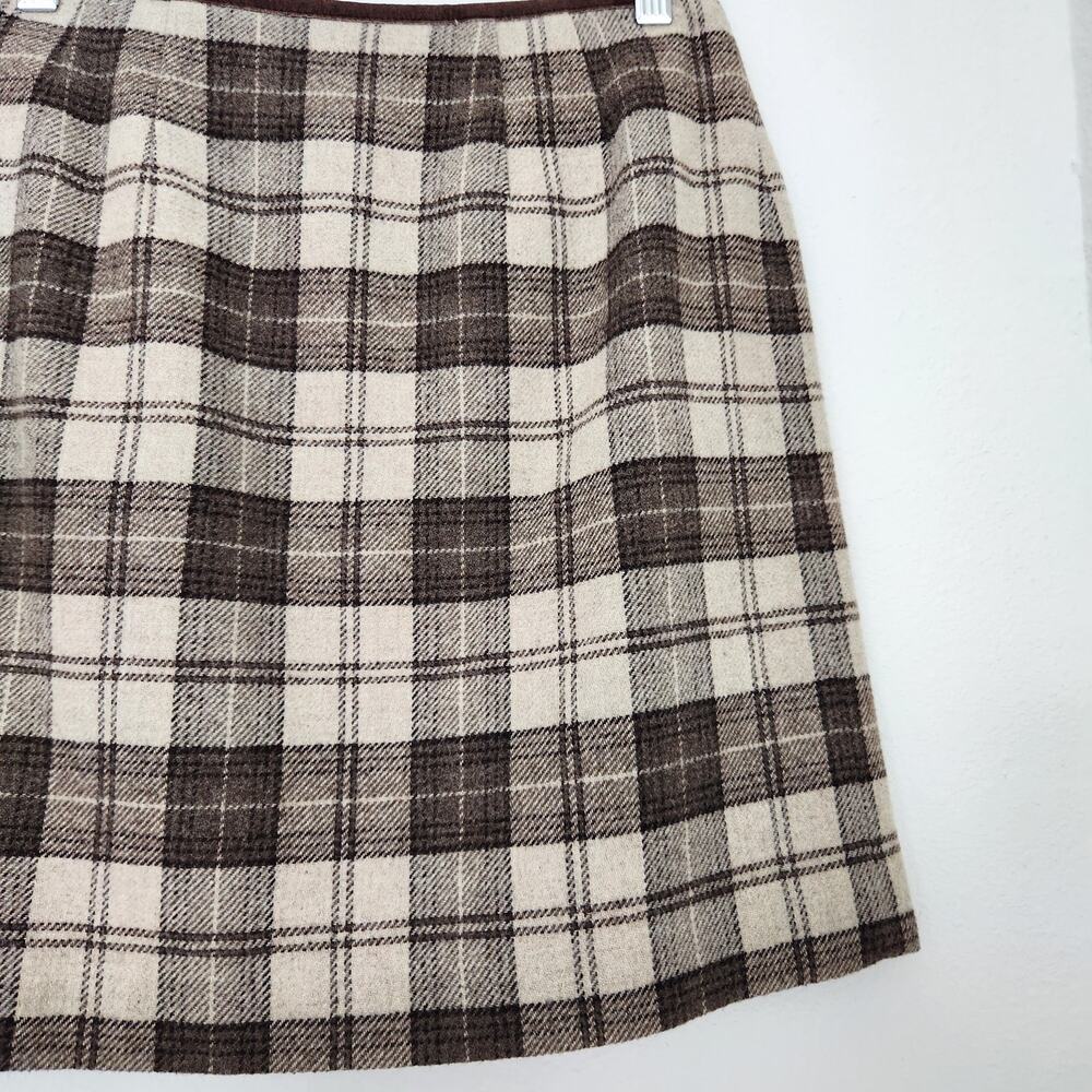 Vintage Y2K GAP Wool Brown Plaid High Waist Mini Wrap Skirt Preppy Academia 4 - Picture 6 of 7